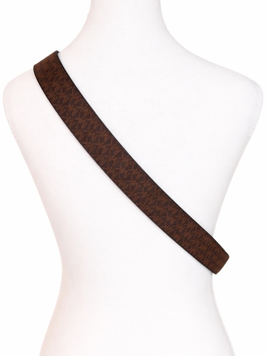 Michael Kors Reversible MK Monogram Belt Black Brown Silver Buckle XL NWT main image 3